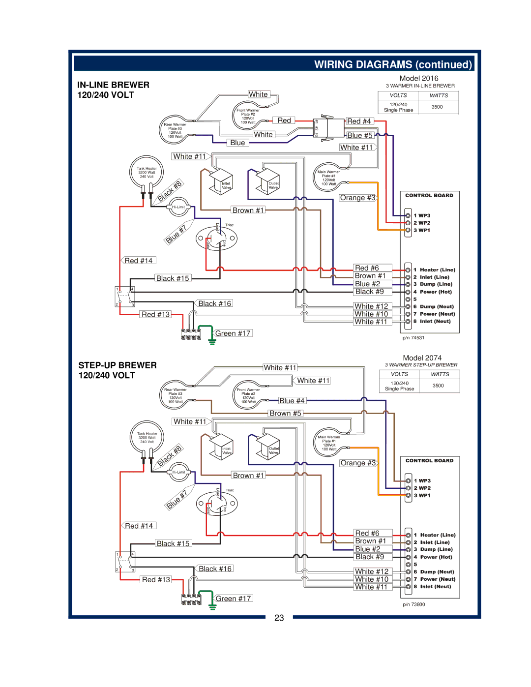 Bloomfield 2074L, 2072FRL, 2012, 2016EX, 2074FRL, 2072L owner manual Wiring Diagrams 