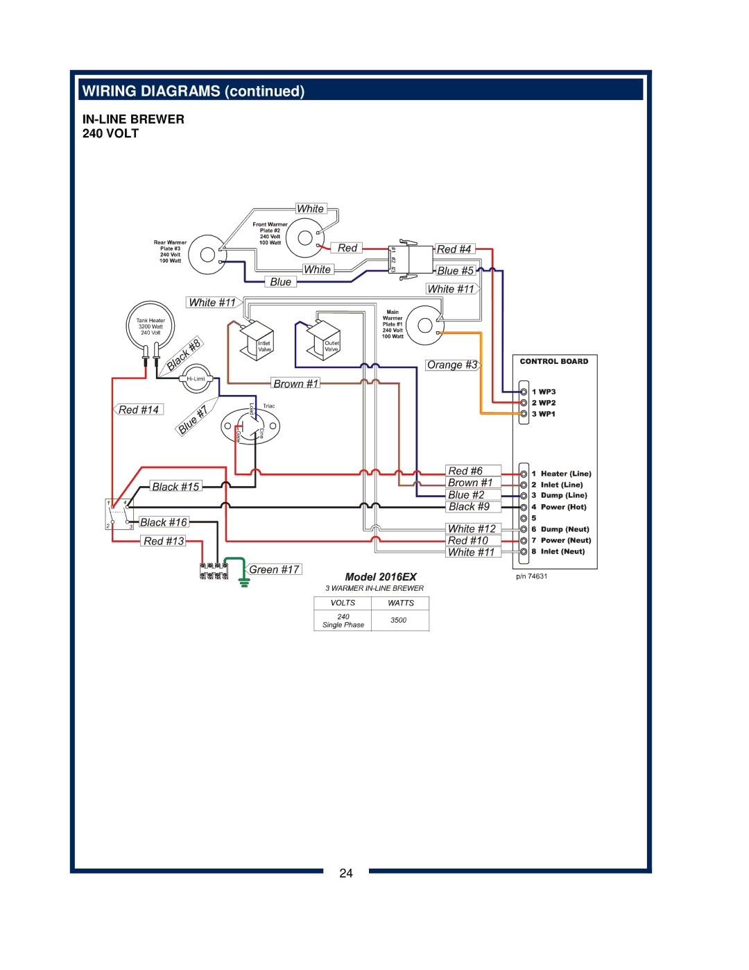 Bloomfield 2016EX, 2074L, 2072FRL, 2012, 2074FRL, 2072L owner manual IN-LINE Brewer, Volt 