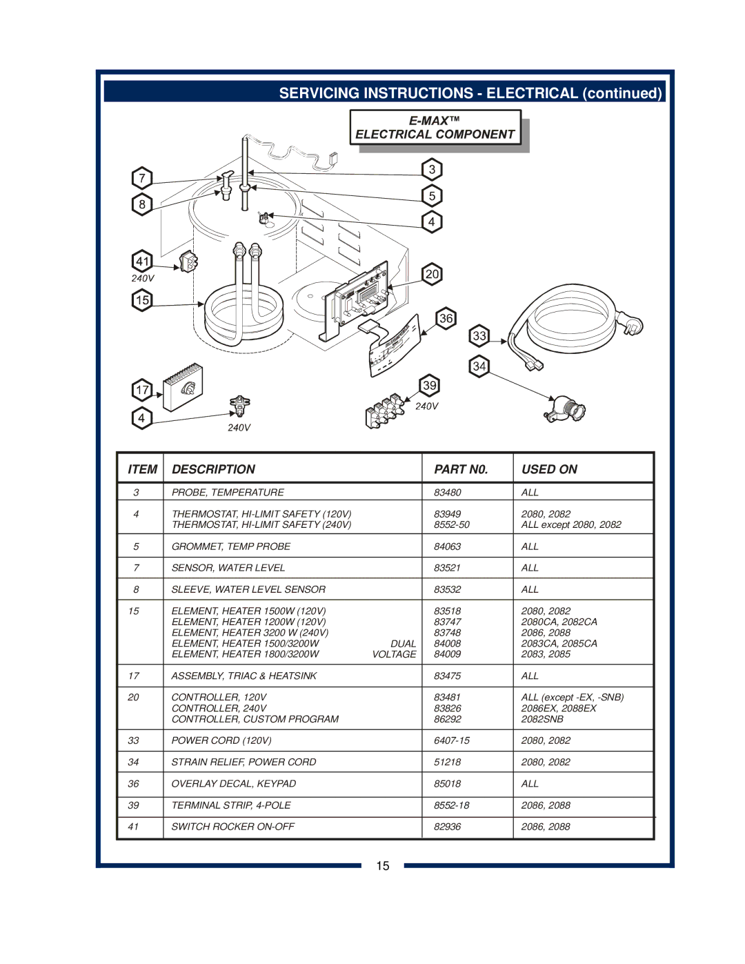 Bloomfield 2082, 2088EX, 2086EX, 2080 owner manual Servicing Instructions Electrical 