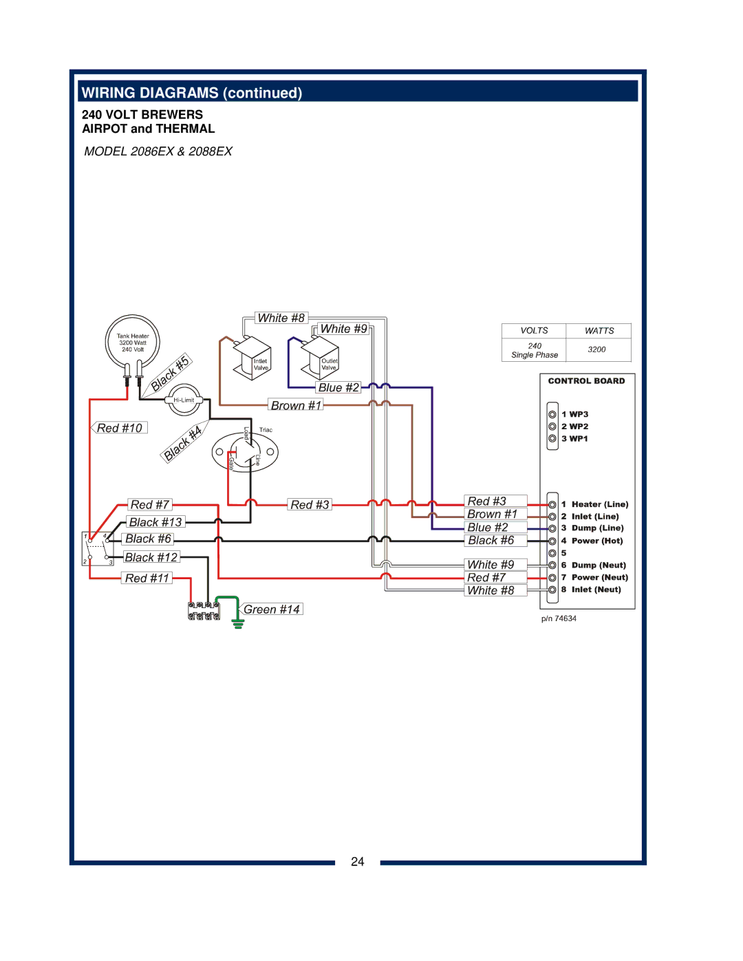 Bloomfield 2088EX, 2086EX, 2080, 2082 owner manual Wiring Diagrams, Volt Brewers 