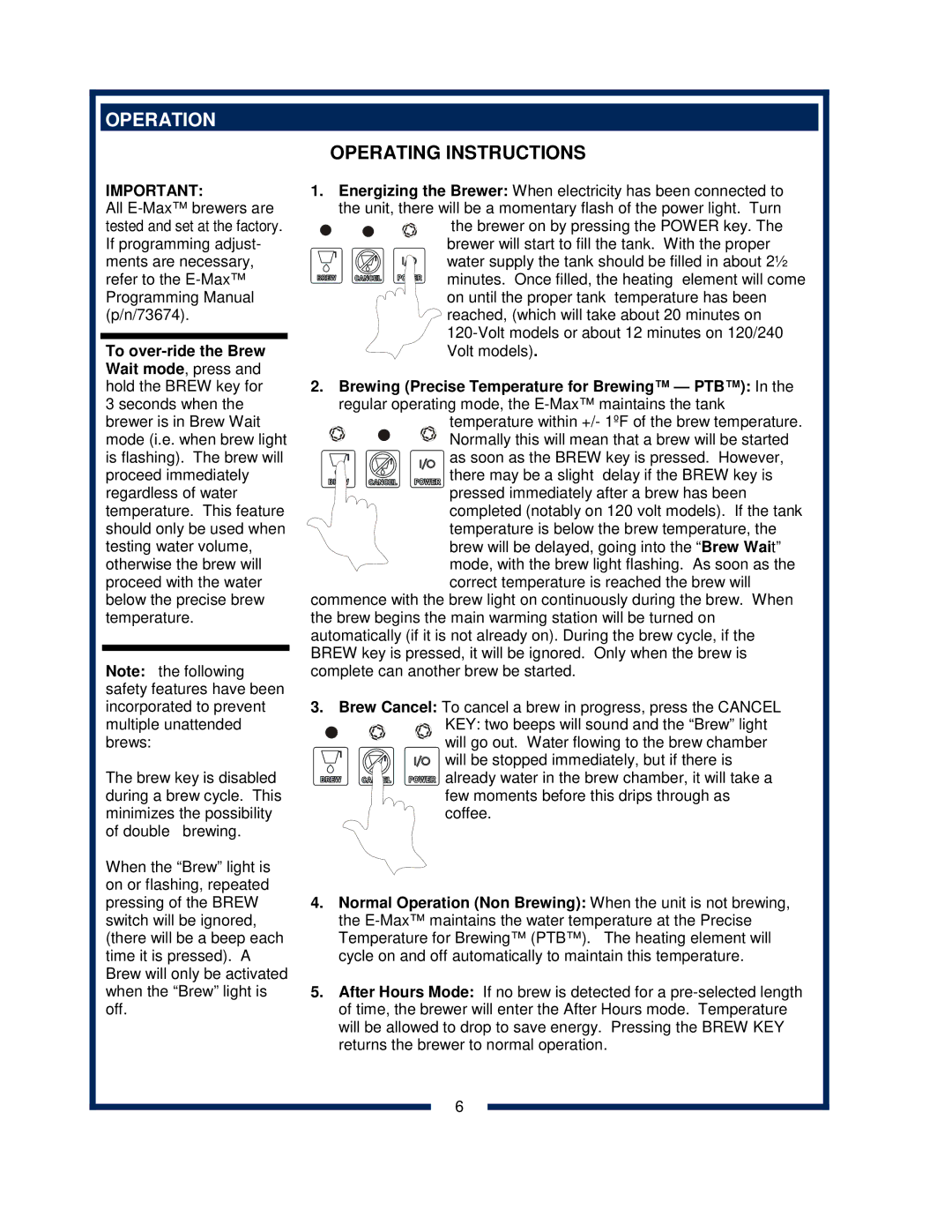 Bloomfield 2088EX, 2086EX, 2080, 2082 owner manual Operation, Operating Instructions 