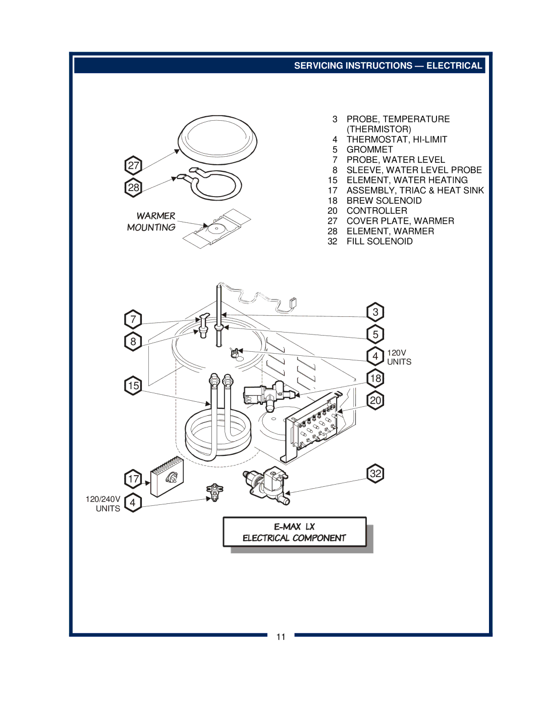 Bloomfield 2212 PROBE, Temperature, Thermistor, Thermostat, Hi-Limit, Grommet, PROBE, Water Level, ELEMENT, Water Heating 