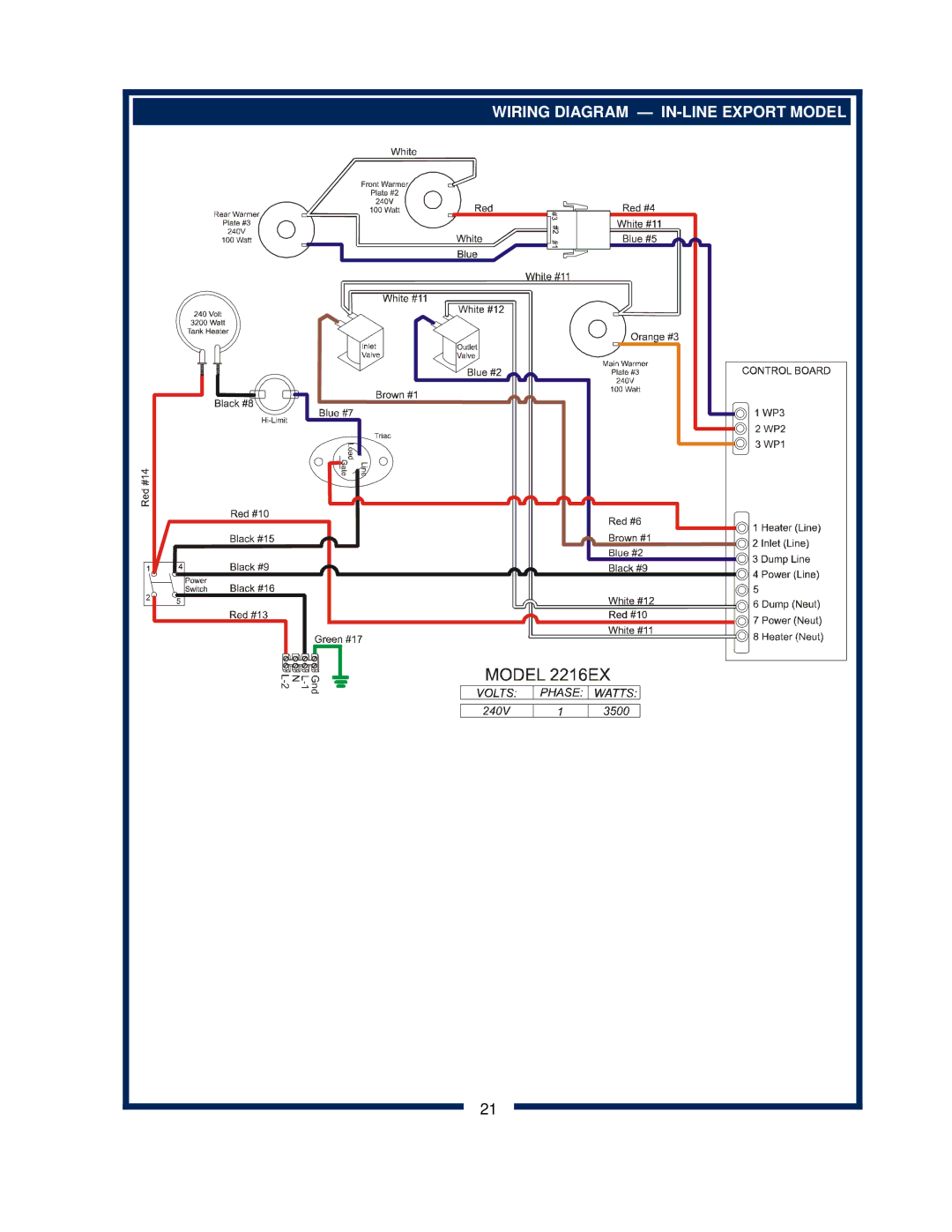 Bloomfield 2212, 2216EX, 2274EX, 2272 owner manual Wiring Diagram IN-LINE Export Model 