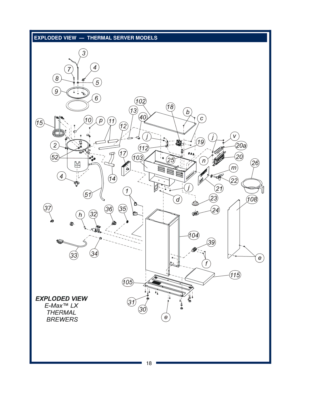 Bloomfield 2288EX, 2280, 2282, 2286EX owner manual Exploded View Thermal Server Models 