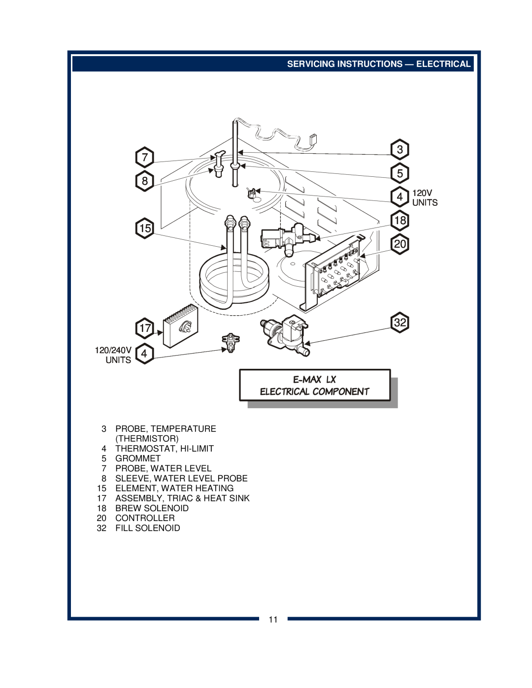 Bloomfield 2280, 2288EX, 2282 E-Maxlx Electrical Component, Servicing Instructions - Electrical, 120V, Units, 120/240V 
