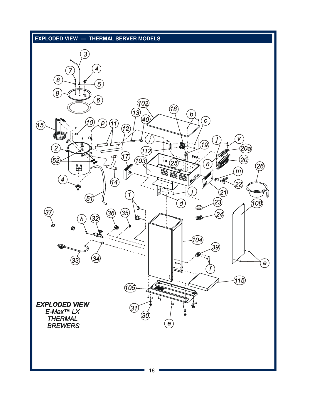 Bloomfield 2288EX, 2280, 2282, 2286EX owner manual Exploded View - Thermal Server Models 