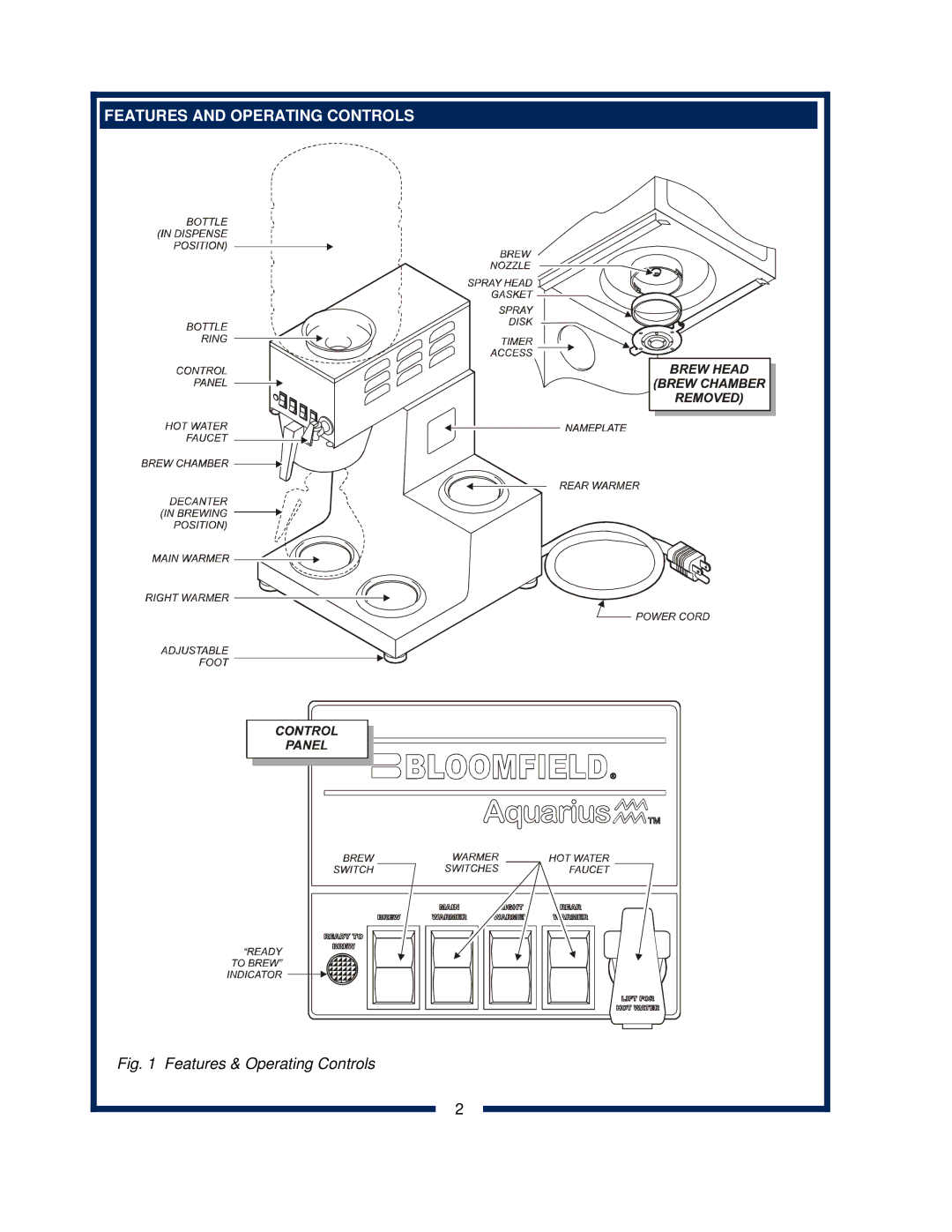 Bloomfield 8372 owner manual Features and Operating Controls 