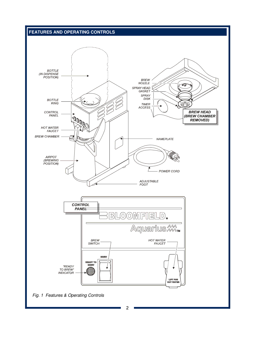 Bloomfield 8382 owner manual Features and Operating Controls 