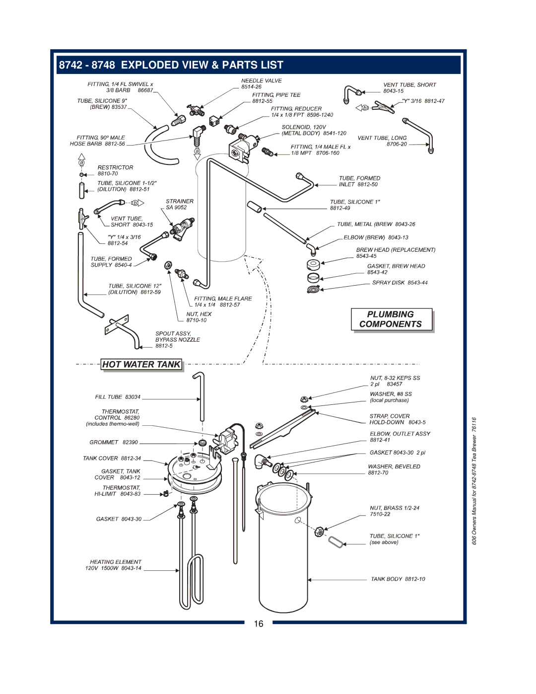 Bloomfield owner manual 8742 8748 Exploded View & Parts List 