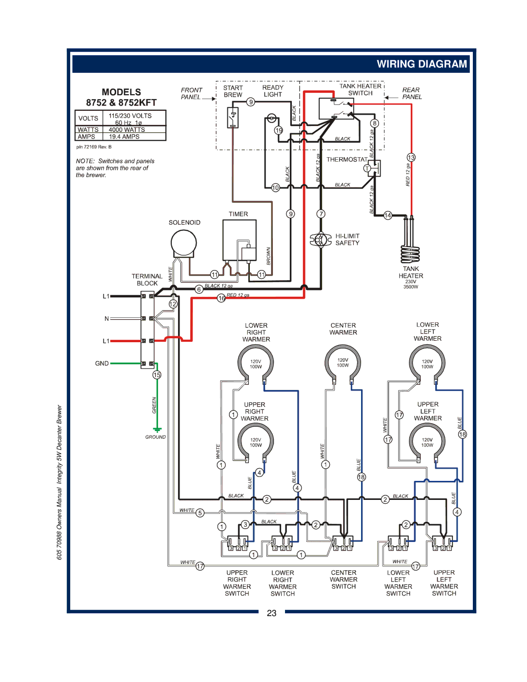 Bloomfield 8752 owner manual Wiring Diagram 