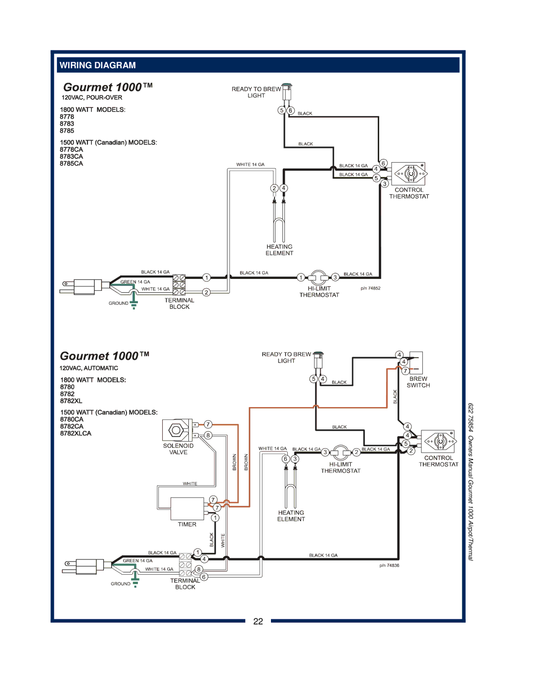 Bloomfield 8786, 8785, 8783, 8778, 8780, 8788, 8782 owner manual Wiring Diagram 