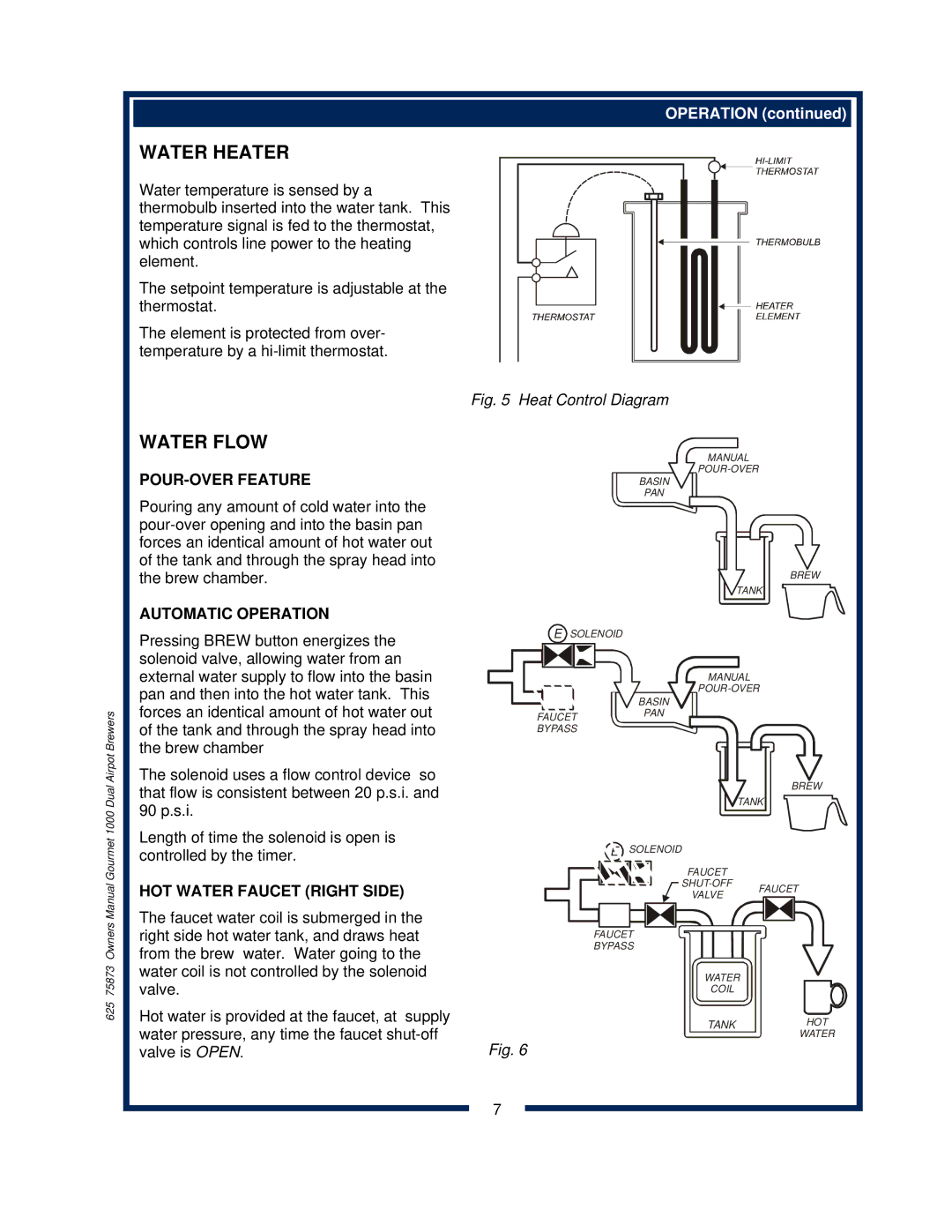 Bloomfield 8792 owner manual POUR-OVER Feature, Automatic Operation, HOT Water Faucet Right Side 