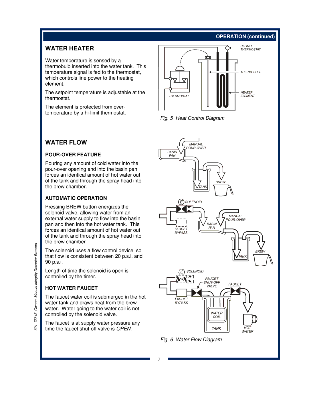 Bloomfield 9010, 9016, 9012 owner manual POUR-OVER Feature, Automatic Operation, HOT Water Faucet 