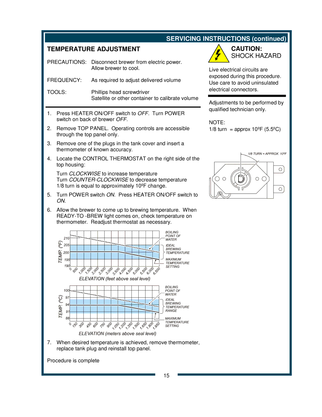 Bloomfield 9220 9221 owner manual Temperature Adjustment 