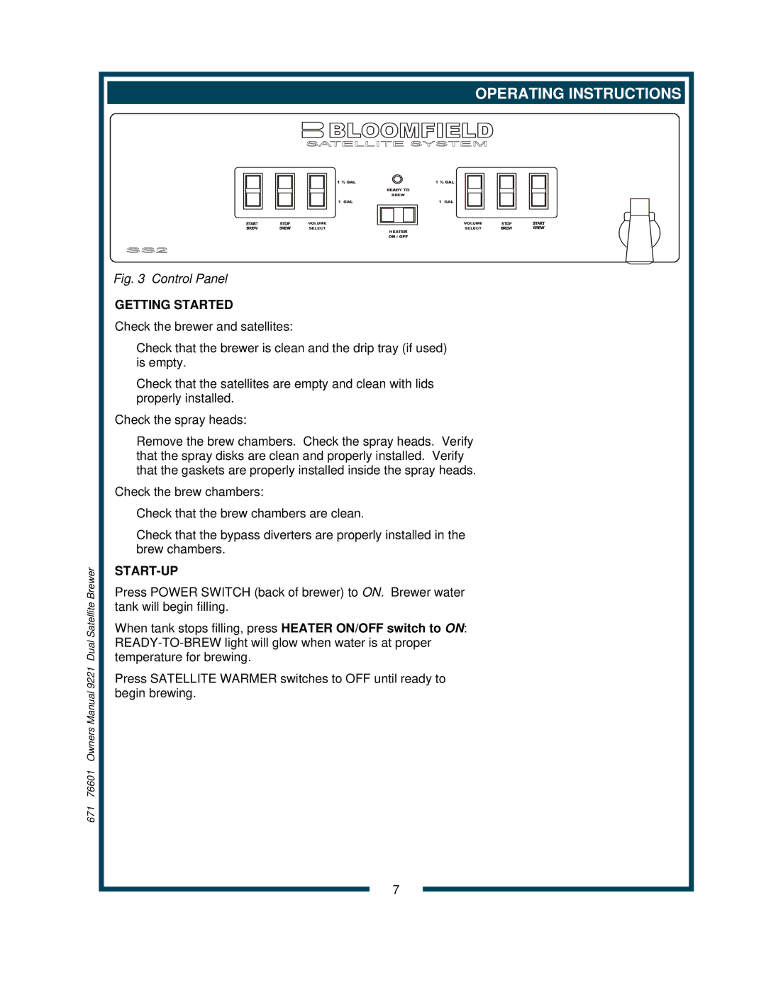 Bloomfield 9220, 9221 owner manual Operating Instructions, Getting Started, Start-Up 