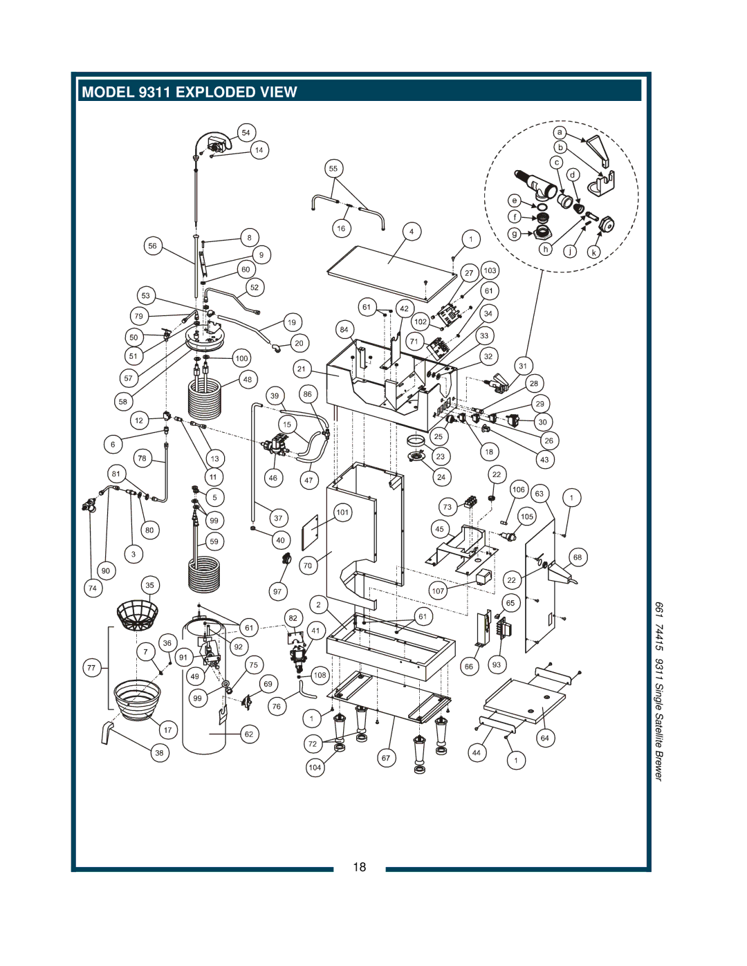 Bloomfield owner manual Model 9311 Exploded View 