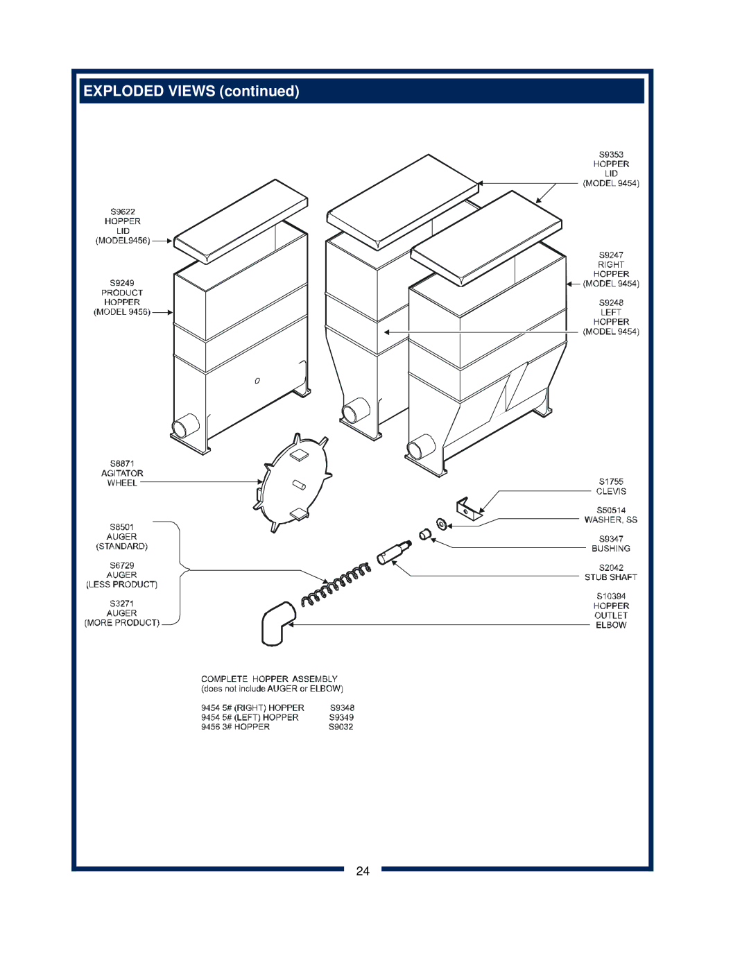 Bloomfield 9454, 9456 owner manual Exploded Views 