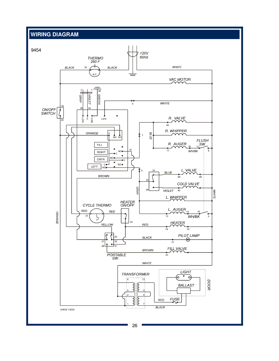 Bloomfield 9454, 9456 owner manual Wiring Diagram 