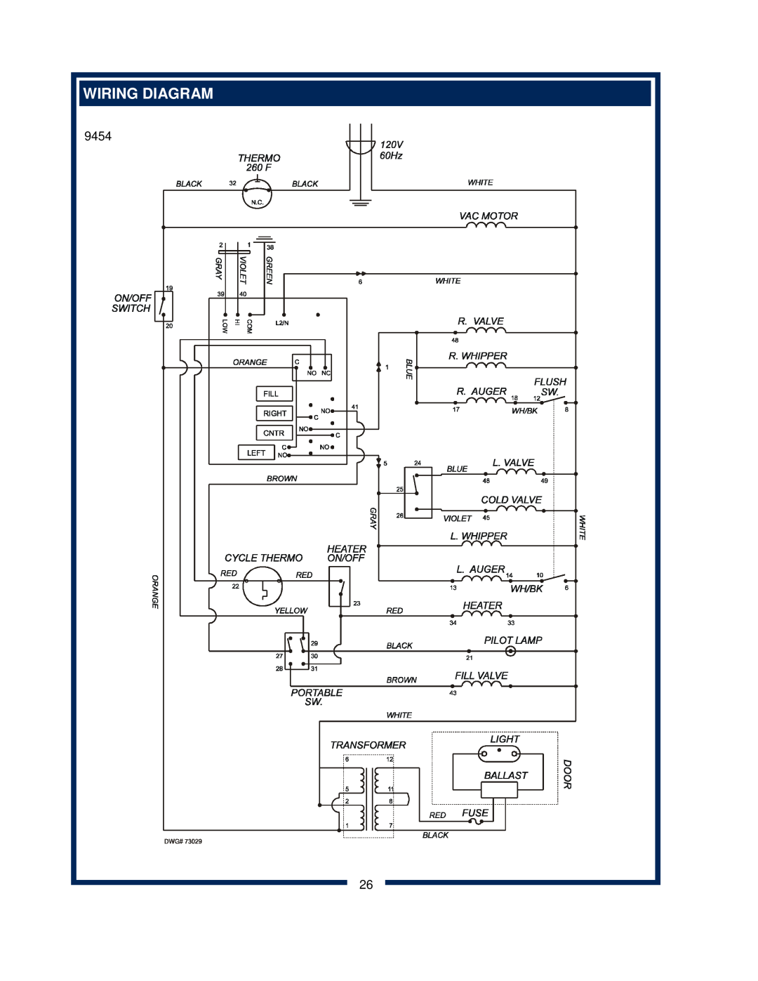 Bloomfield 9454, 9456 owner manual Wiring Diagram 