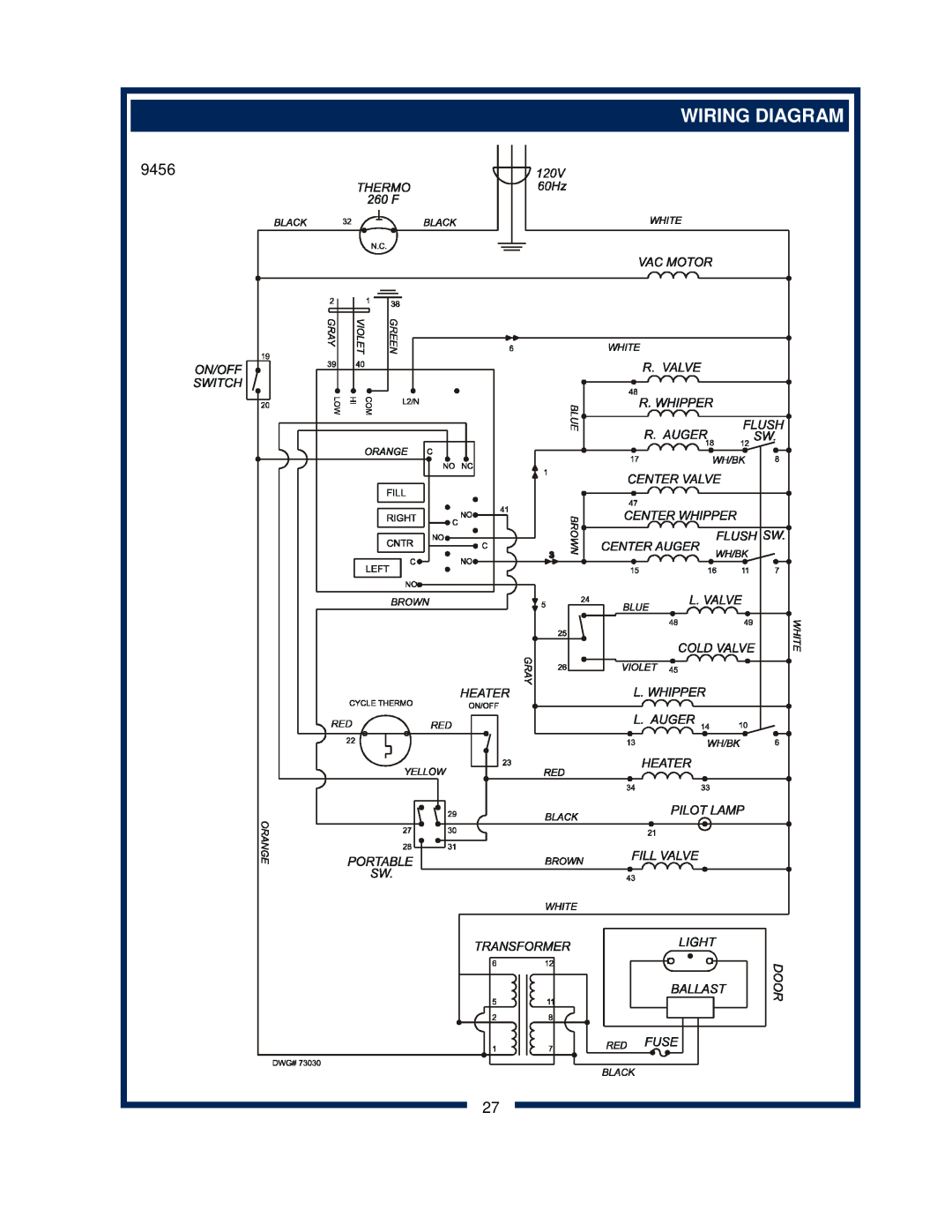 Bloomfield 9456, 9454 owner manual Wiring Diagram 