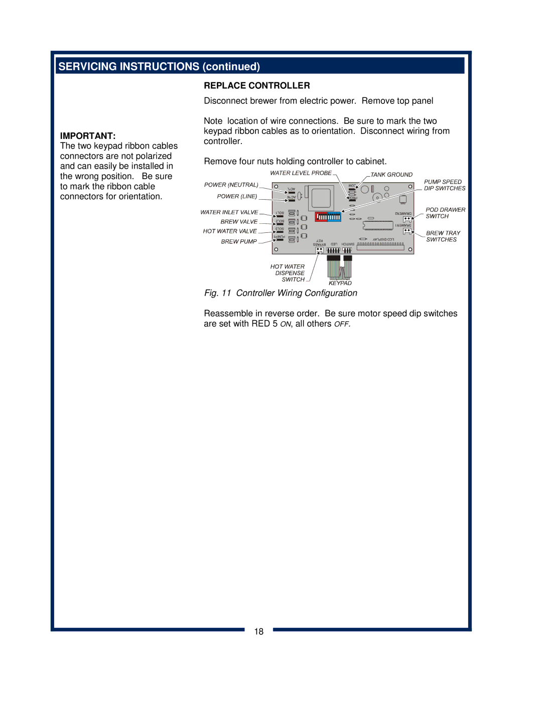 Bloomfield 9600 Single Cup owner manual Replace Controller, Controller Wiring Configuration 