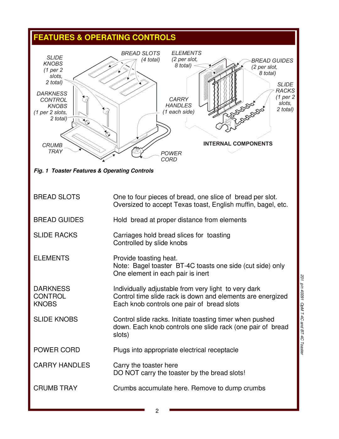 Bloomfield BT-4C, T-4C 15A operation manual Internal Compon Ents 