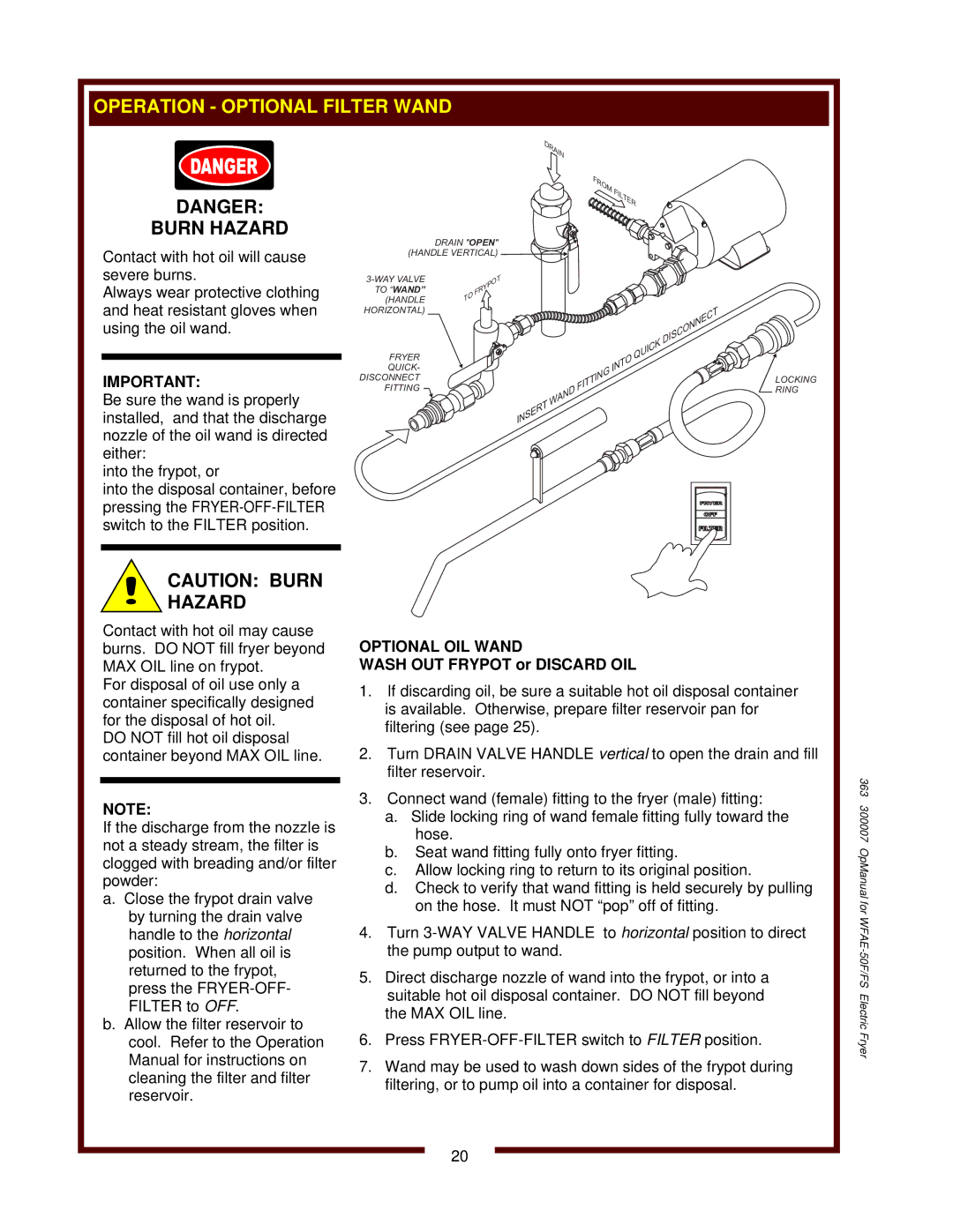 Bloomfield WFAE-55FS operation manual Drain 