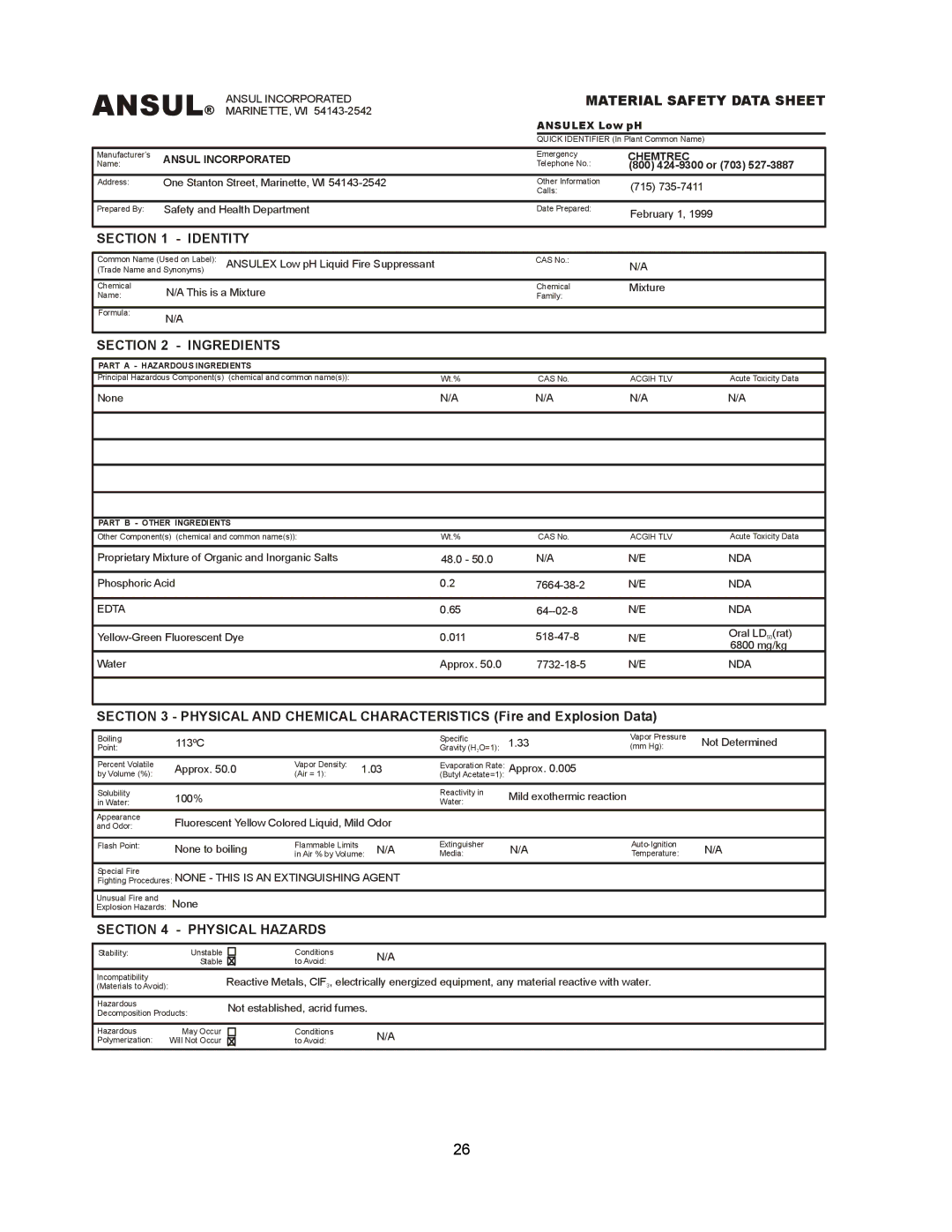 Bloomfield WVOC-2HSG, WVOC-2HFG operation manual Ansul 