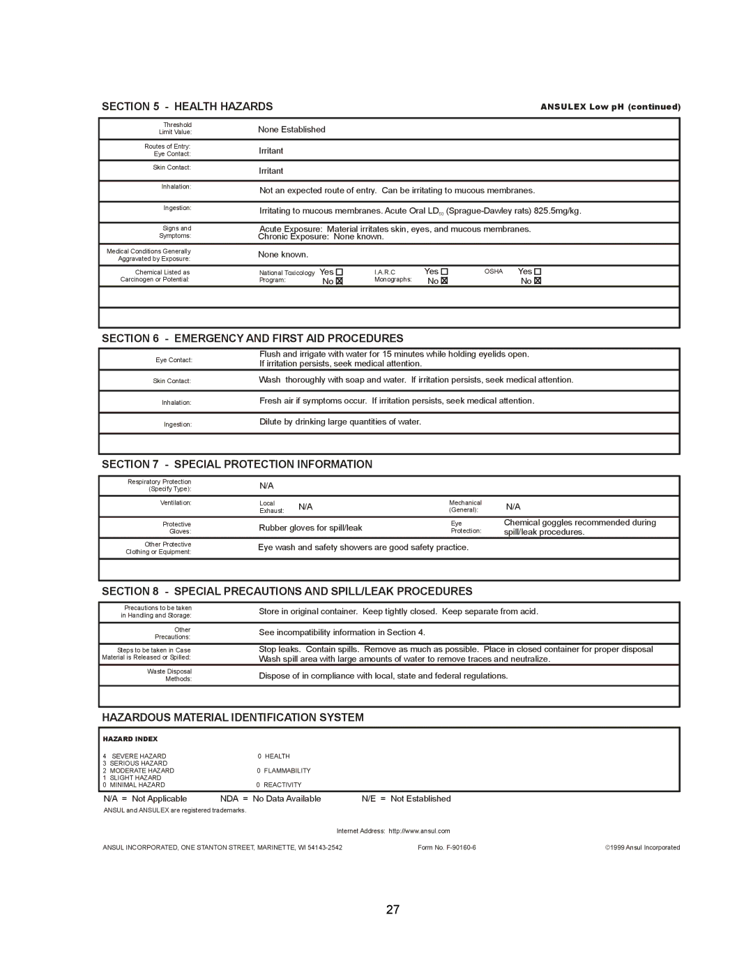 Bloomfield WVOC-2HFG, WVOC-2HSG operation manual Health Hazards 