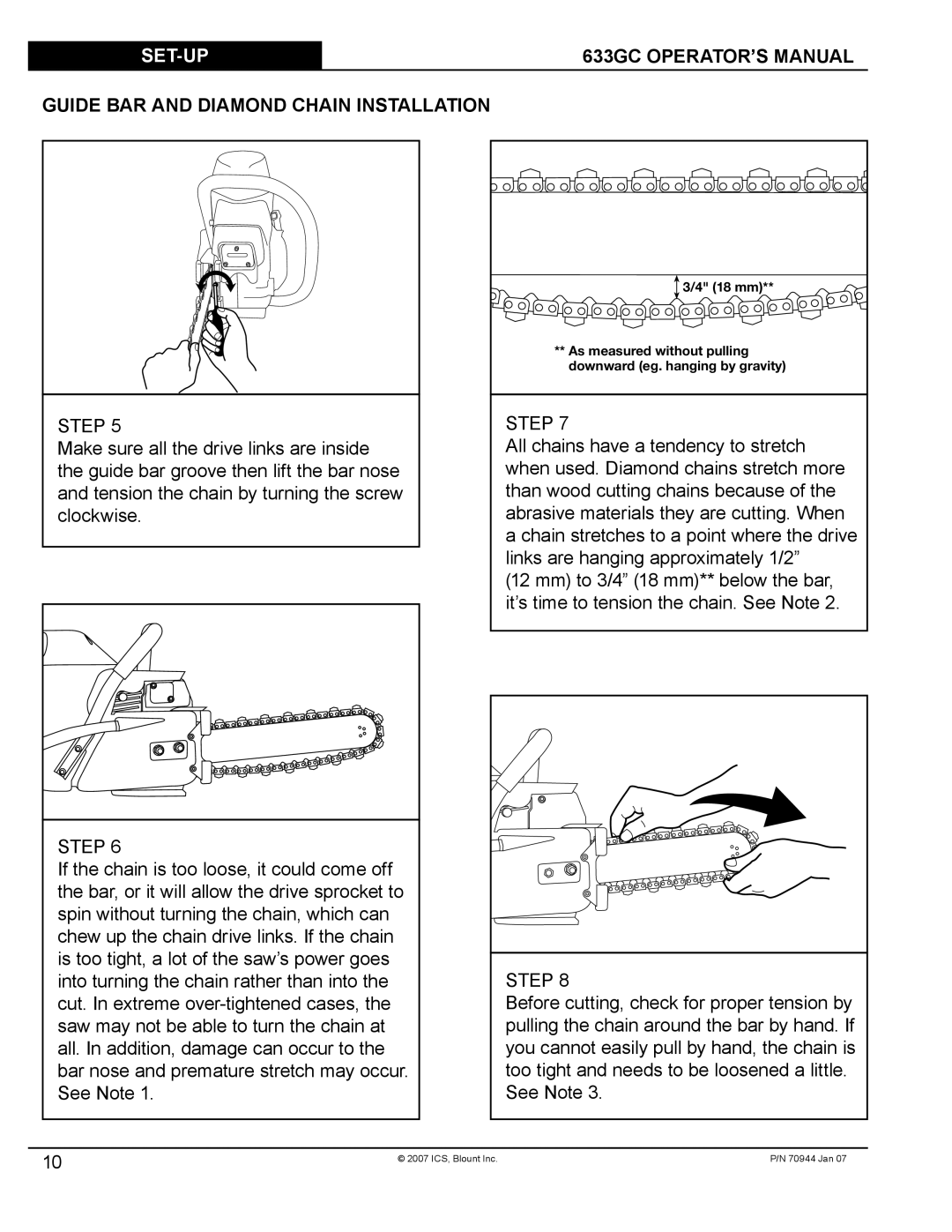 Blount manual SET-UP 633GC OPERATOR’S Manual 