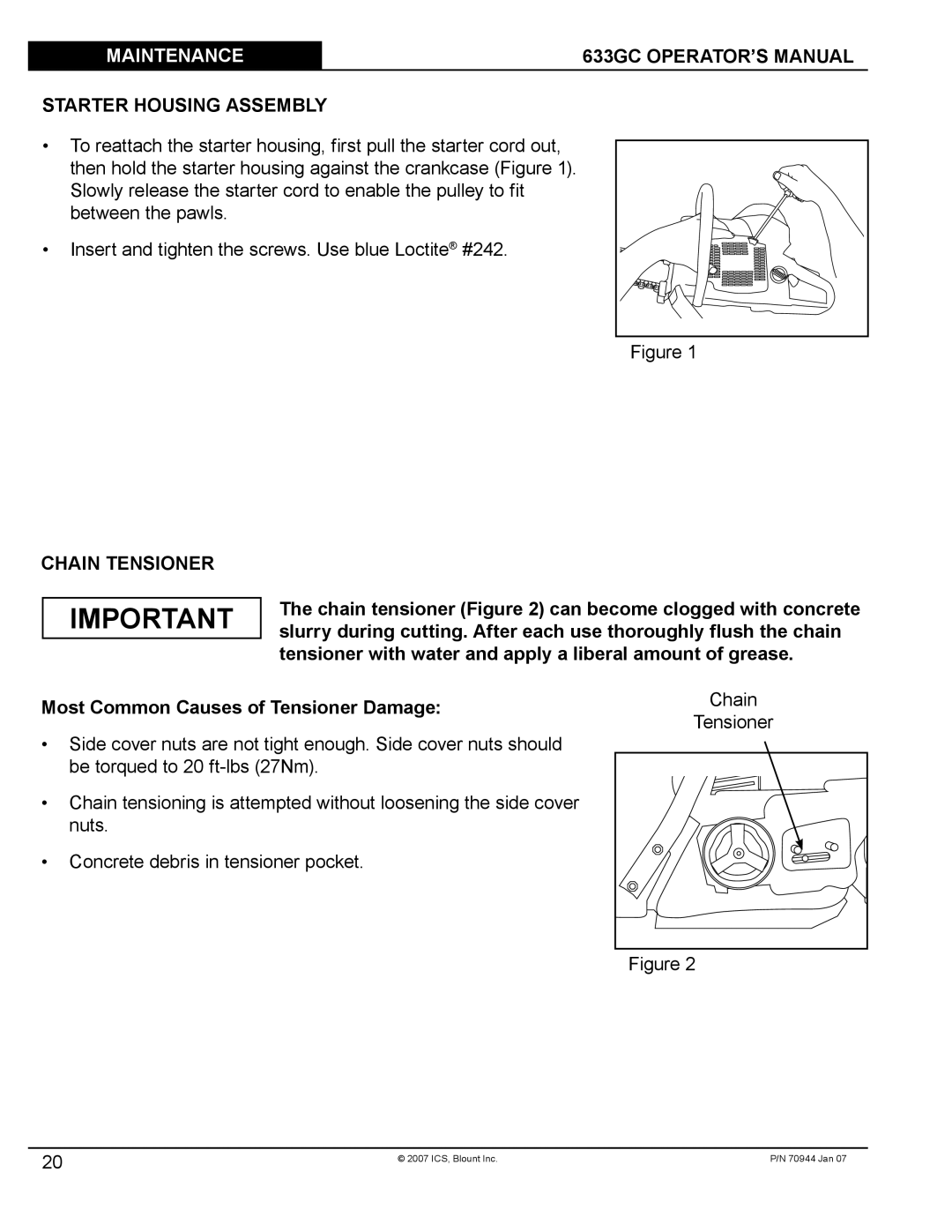 Blount 633GC manual Chain Tensioner 