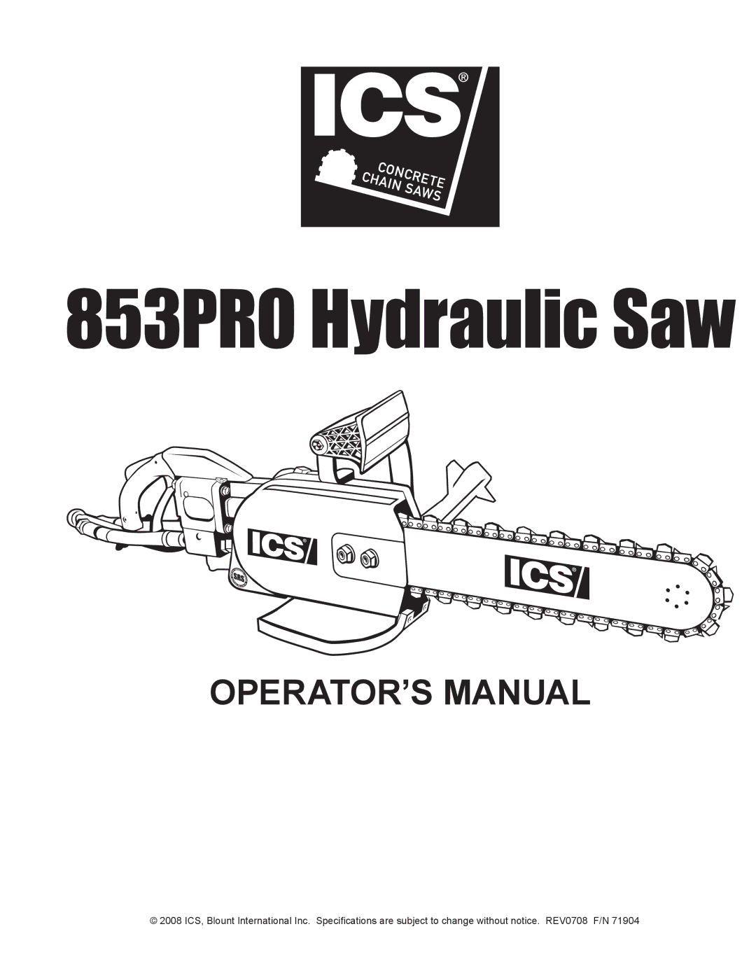 Blount manual 853PRO Hydraulic Saw 