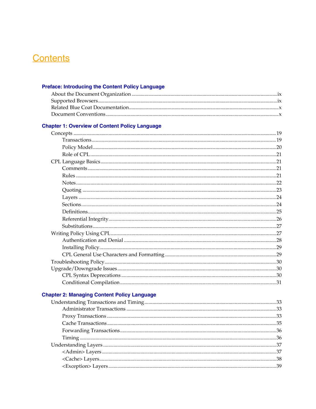 Blue Coat Systems Proxy SG manual Contents 