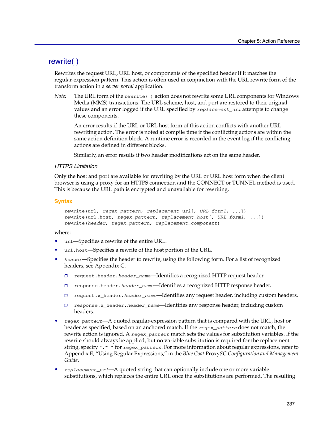Blue Coat Systems Proxy SG manual Rewrite, Https Limitation 