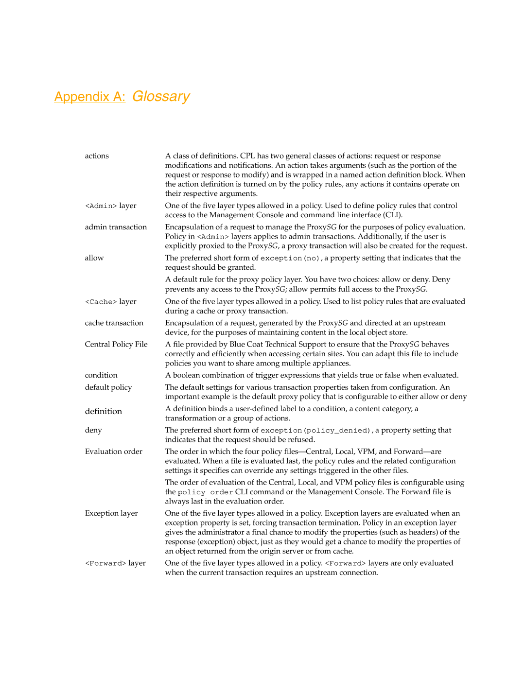 Blue Coat Systems Proxy SG manual Appendix a Glossary 