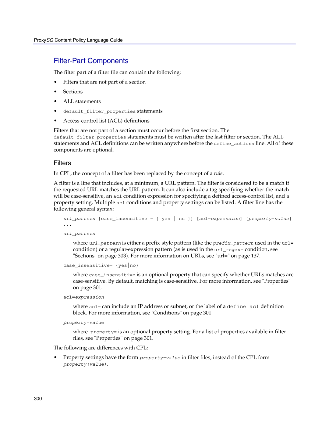 Blue Coat Systems Proxy SG manual Filter-Part Components, Filters 