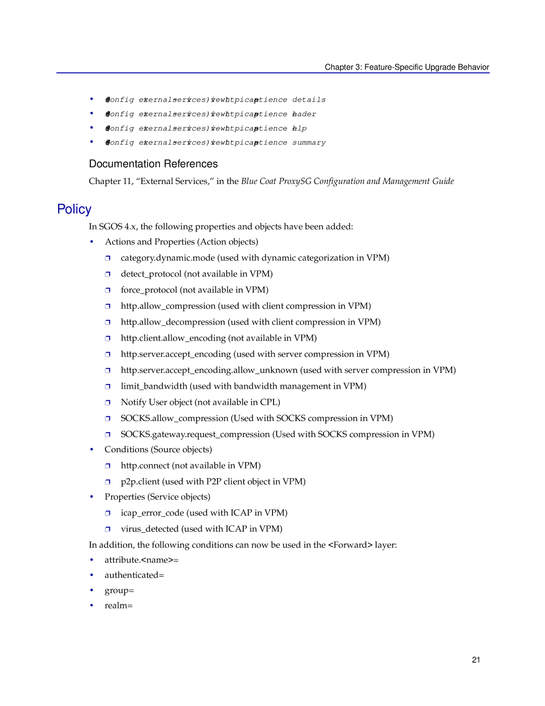 Blue Coat Systems SGOS 4.x manual Policy 