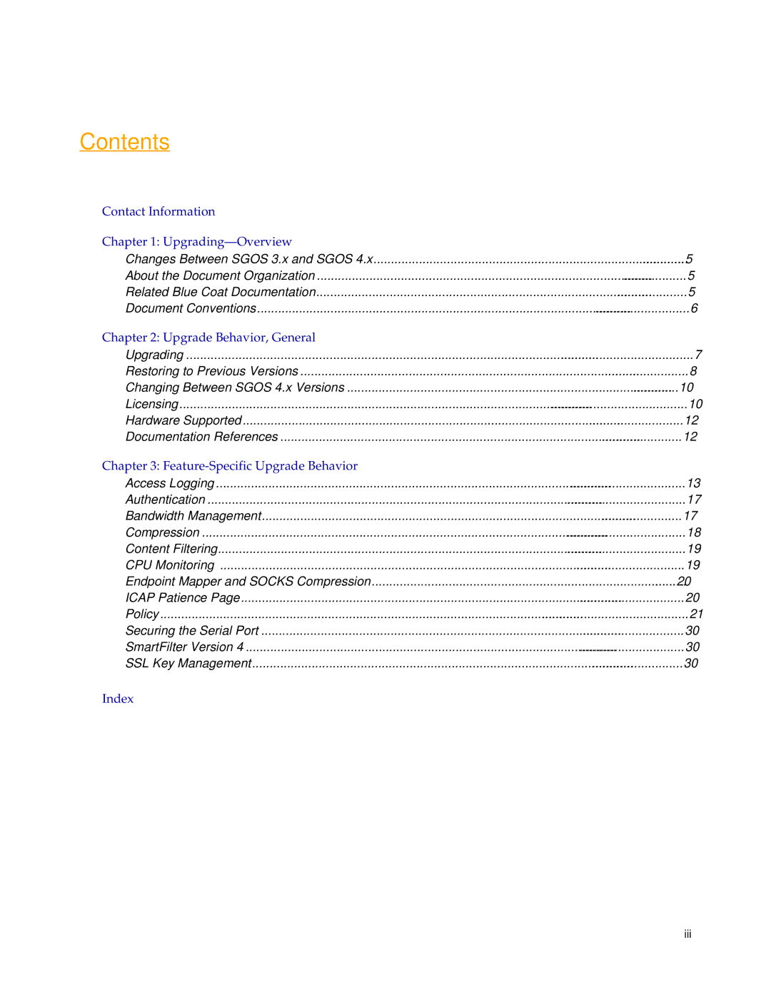 Blue Coat Systems SGOS 4.x manual Contents 