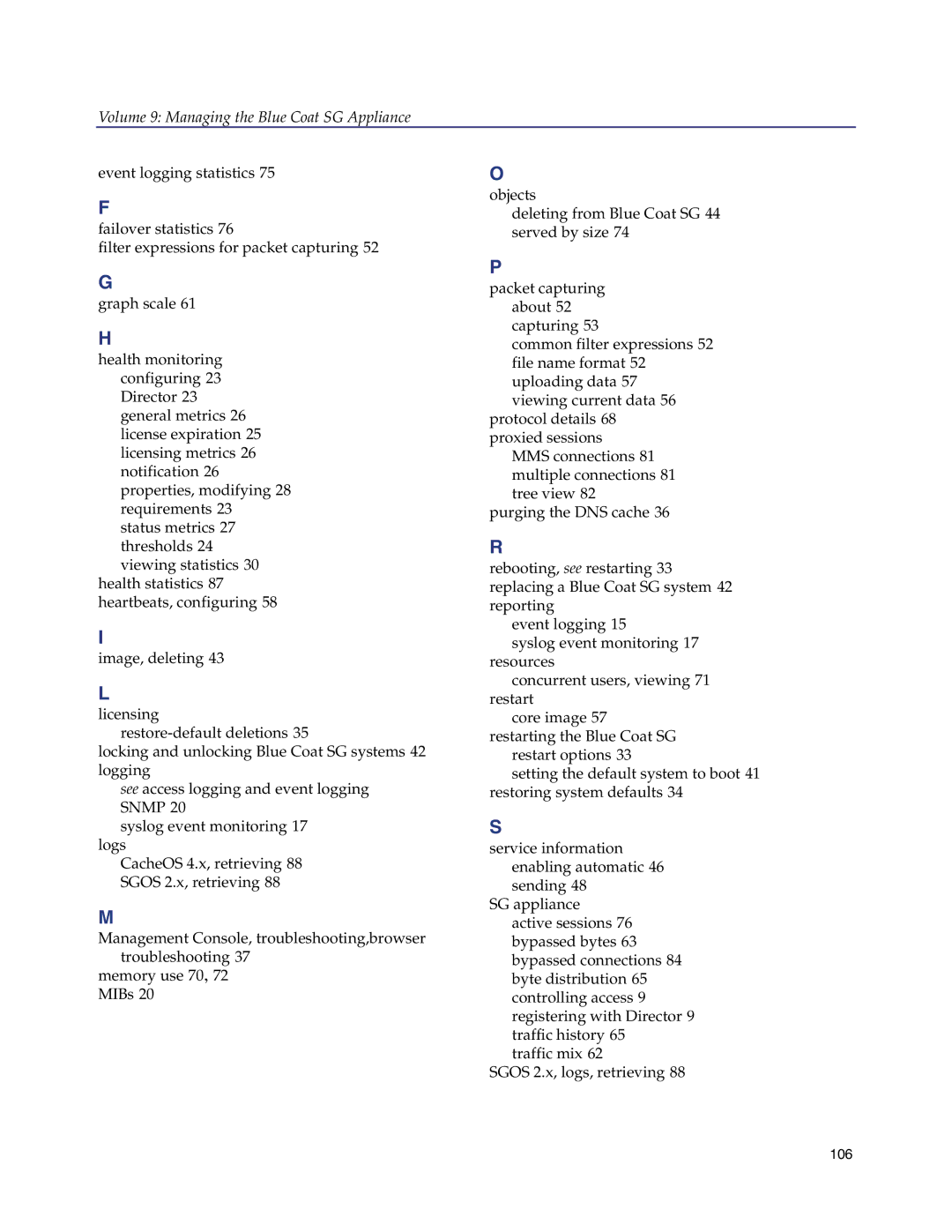 Blue Coat Systems SGOS Version 5.2.2, Blue Coat Systems SG Appliance manual 106 