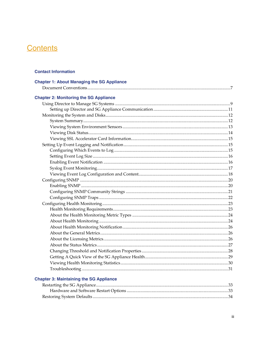 Blue Coat Systems Blue Coat Systems SG Appliance, SGOS Version 5.2.2 manual Contents 