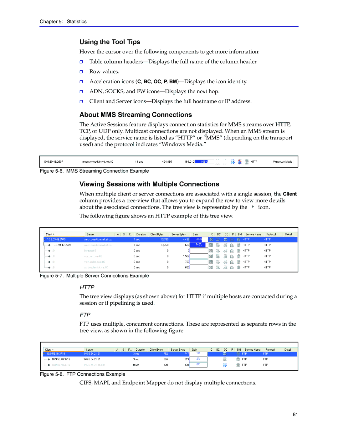 Blue Coat Systems Blue Coat Systems SG Appliance, SGOS Version 5.2.2 Using the Tool Tips, About MMS Streaming Connections 