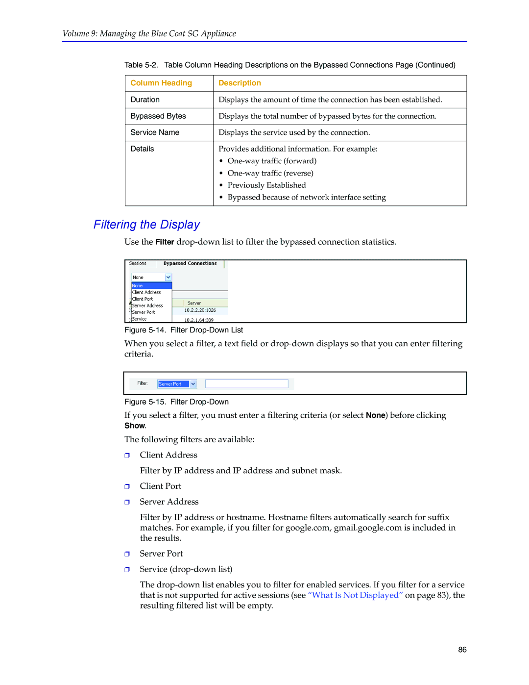 Blue Coat Systems SGOS Version 5.2.2, Blue Coat Systems SG Appliance manual Filter Drop-Down List 