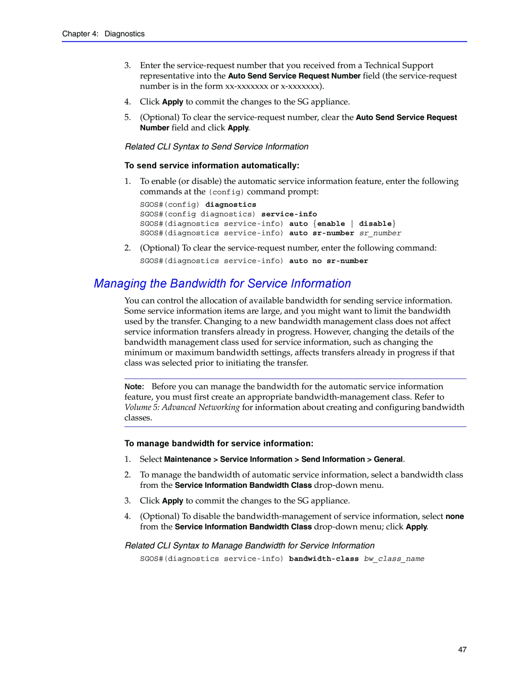 Blue Coat Systems Blue Coat Systems SG Appliance, SGOS Version 5.2.2 manual Managing the Bandwidth for Service Information 