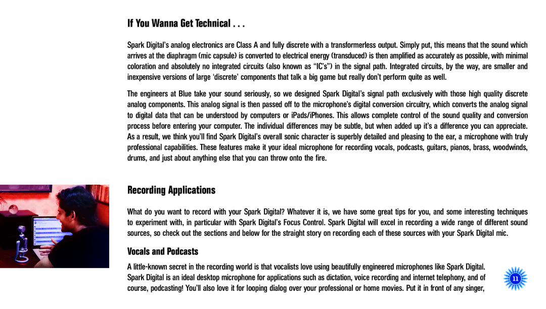 Blue Microphones 830 manual If You Wanna Get Technical, Recording Applications, Vocals and Podcasts 