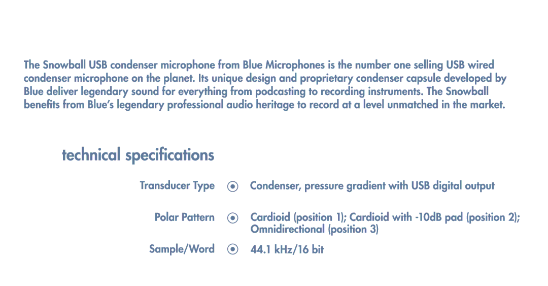 Blue Microphones SNOWBALL manual 