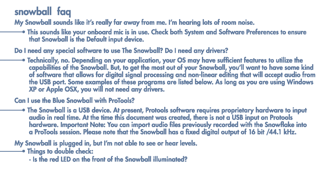 Blue Microphones SNOWBALL manual 
