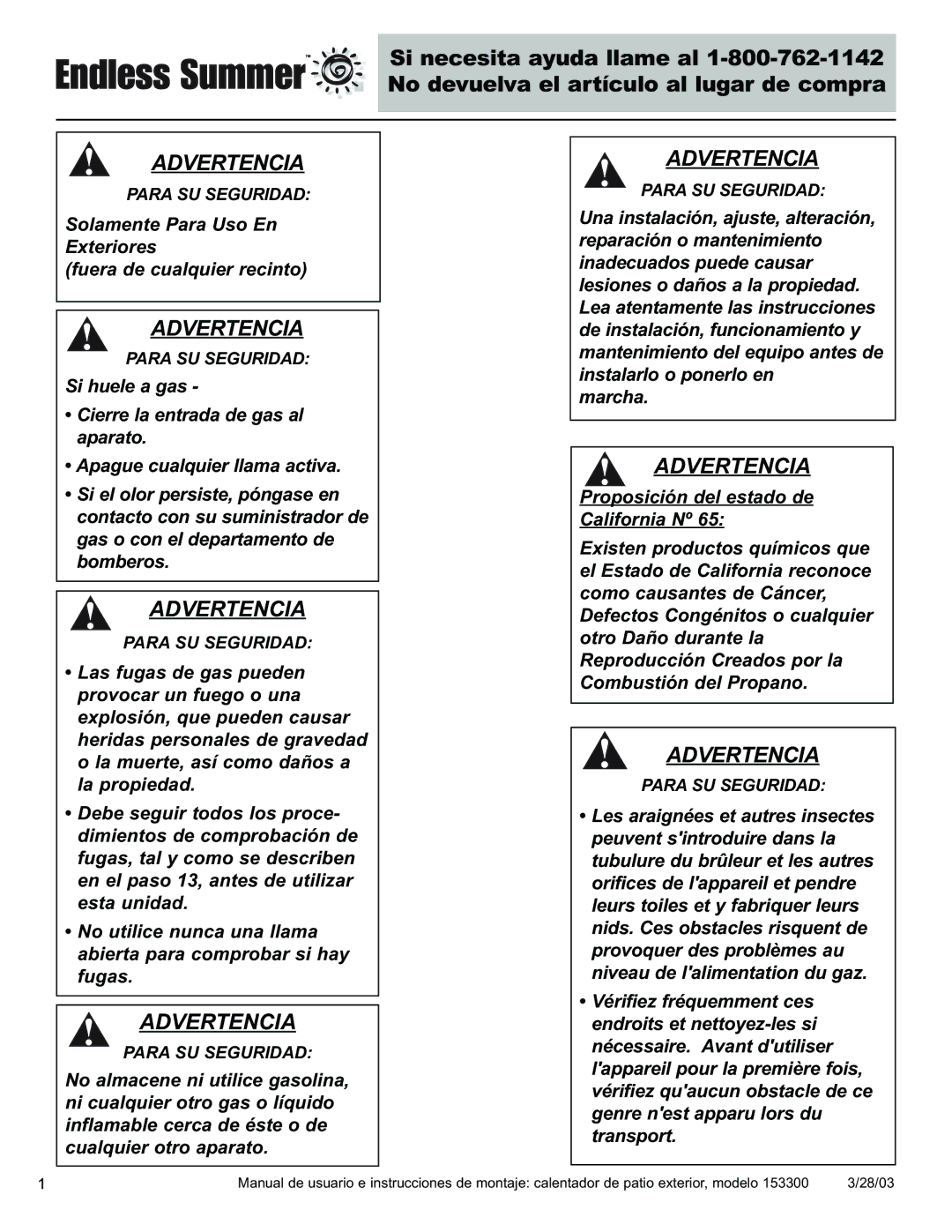 Blue Rhino 153300 owner manual Advertencia 