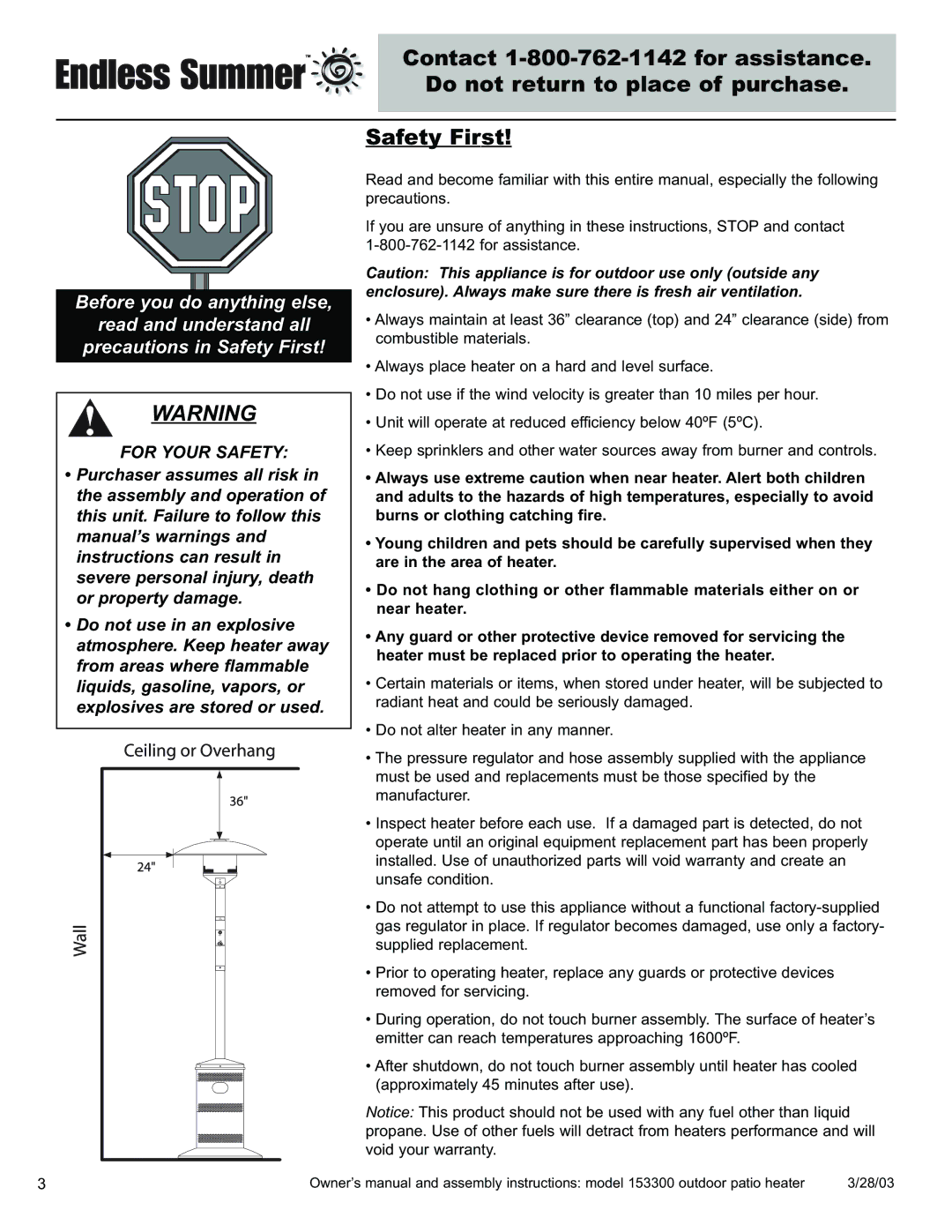 Blue Rhino 153300 owner manual Safety First 