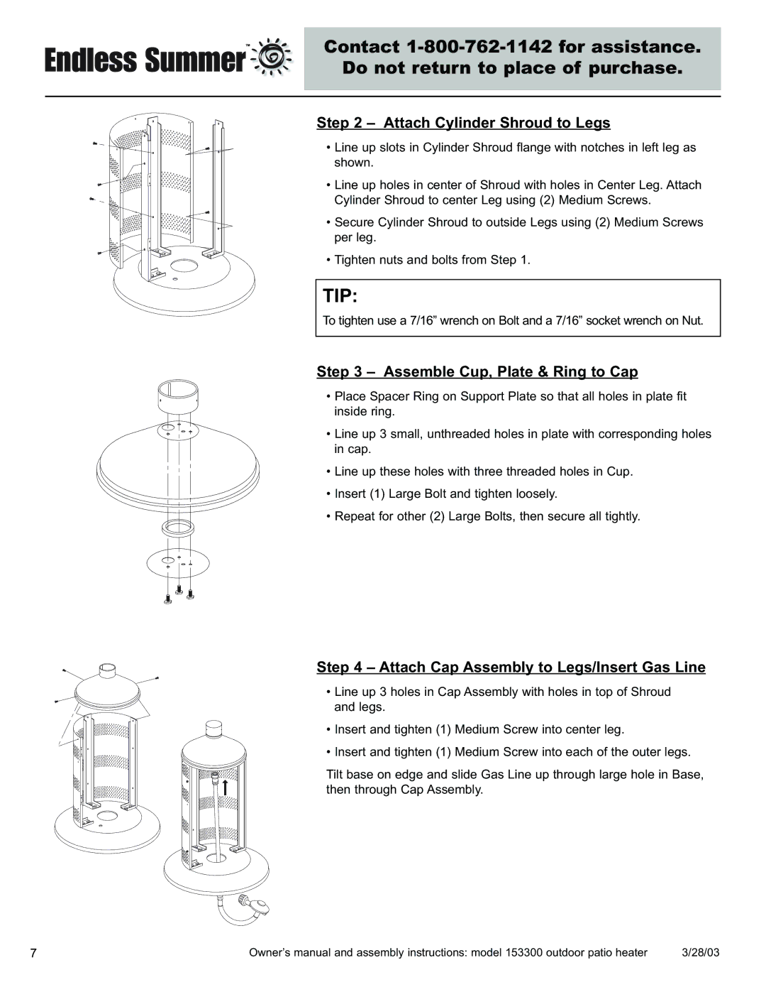 Blue Rhino 153300 owner manual Attach Cylinder Shroud to Legs, Assemble Cup, Plate & Ring to Cap 