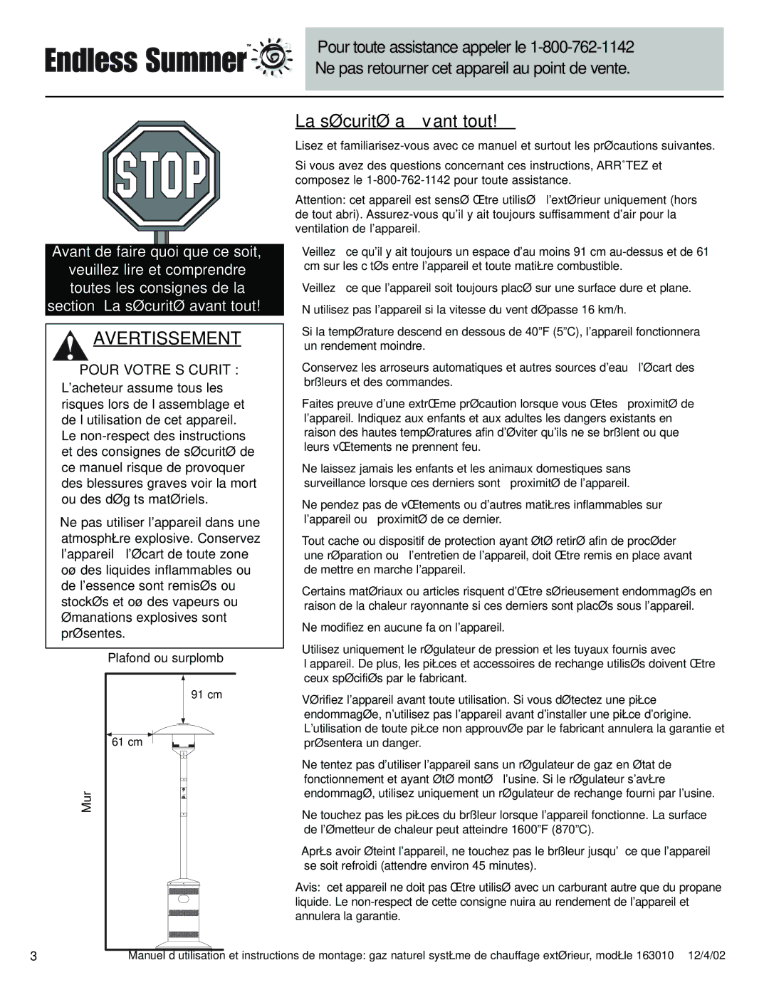 Blue Rhino 163010 owner manual Section La sécurité avant tout 